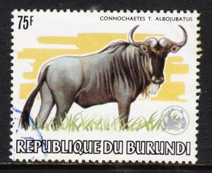 BURUNDI — SCOTT 600a — 1983 WWF WILDLIFE — 75F WILDEBEEST — USED — SCV $90.00
