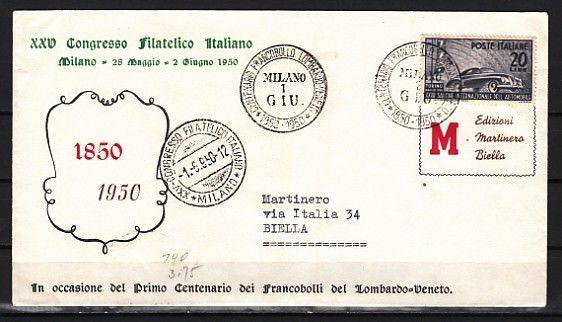 Italy, Scott cat. 532. Automobile Show issue. First day cover.