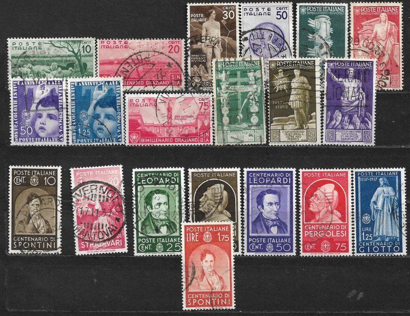 COLLECTION LOT OF 20 ITALY STAMPS 1936+ CV+$52