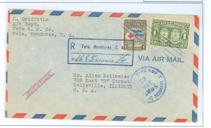 Honduras  1950 Reg. to Belleville, IL