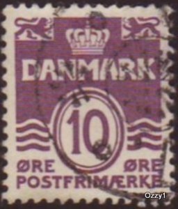 Denmark 1938 Sc#230, SG#271c 10ore Purple Numeral 10 Postage Due USED.