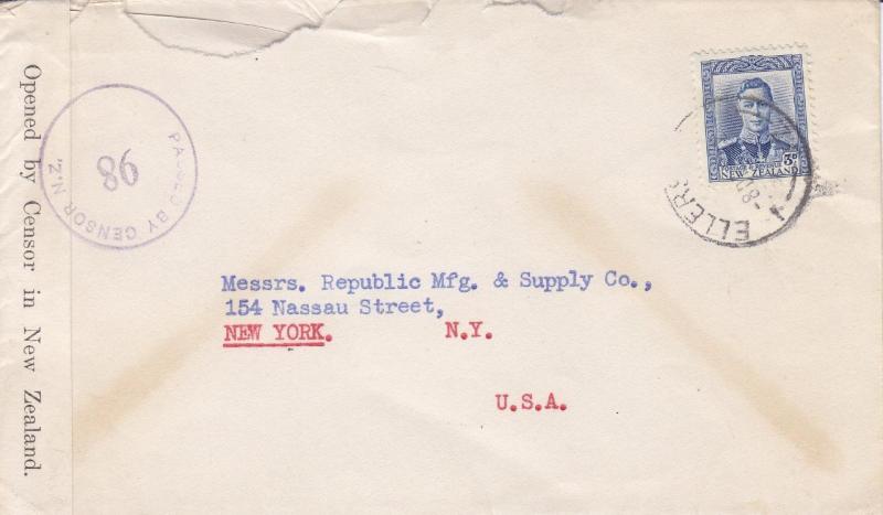New Zealand to New York City, 1940 (C1191)