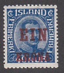 Iceland # 150, Surcharged Stamp, Mint Very Lightly Hinged, 1/2 hinged  Cat.