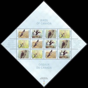 Canada Sc# 1594iii MNH Pane/12 (inscribed) 1996 45c Birds of Canada