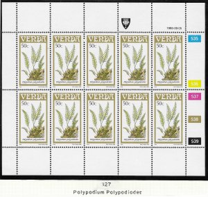 South Africa - Venda  #127    50c Ferns Sheet of 10 (MNH) CV $10.00