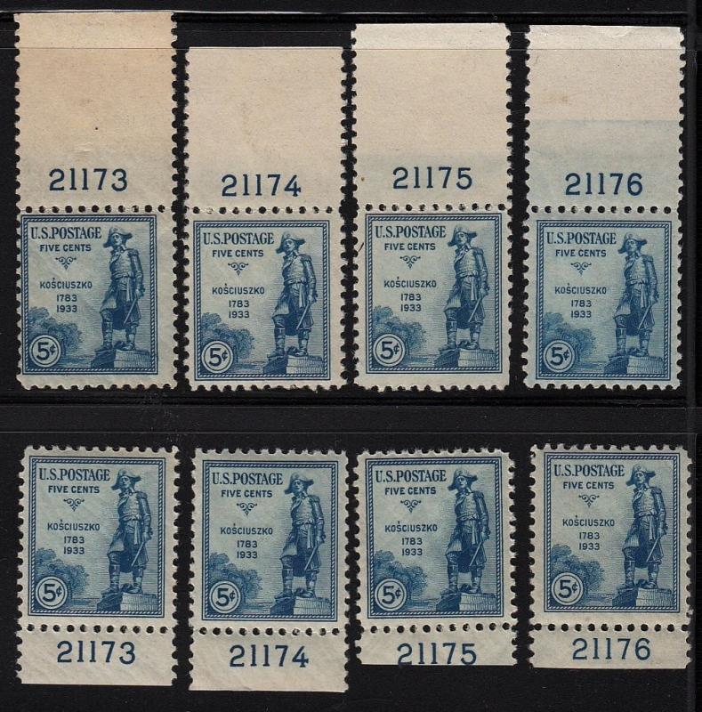 1933 KOSCIUSZKO Sc 734 MNH all numbers & positions