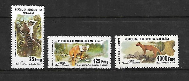 MALAGASY REPUBLIC, 594-596, MNH, FAUNA