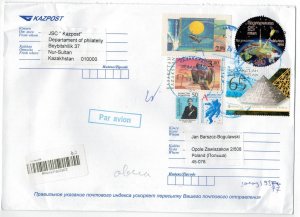 Kazakhstan 2020 Registered Cover to Poland Stamps Space Astronauts Birds