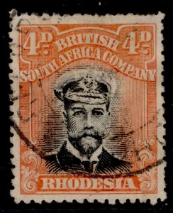 RHODESIA GV SG224, 4d black & orange-red, FINE USED. Cat £17.