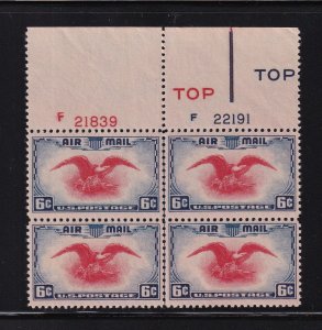 1938 Airmail 6c Sc C23 bi-color eagle and shield MNH plate block Type 4 (54