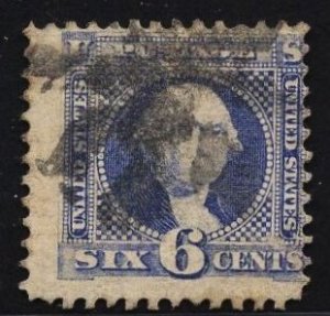 US Stamp #126 6c Ultramarine Washington WITHOUT  GRILL USED SCV $3000