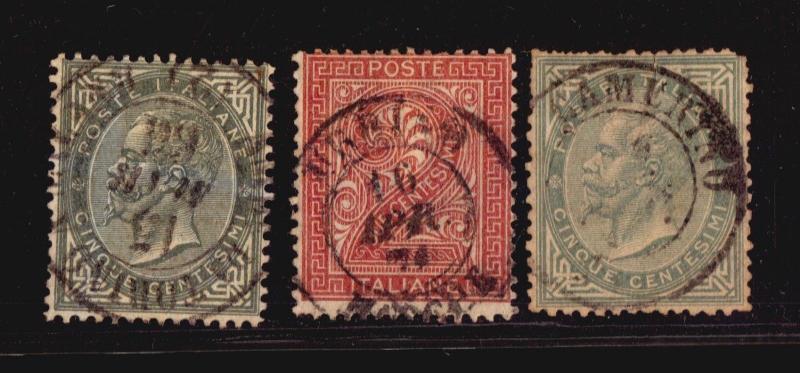 URBINO CAMERINO TORINO CA1870  ITALY REGNO 3 SON STAMP CANCELS POSTMARK ANULLI 