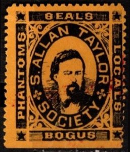 Vintage US Poster Stamp S. Allan Taylor Phantom Seals Locals Philatelic Society