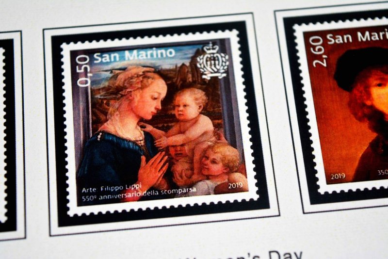 COLOR PRINTED SAN MARINO 2011-2020 STAMP ALBUM PAGES (58 illustrated pages)