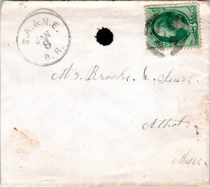 1800s S. A. & N. E. RR RPO Cover / Tiny Top Tears - L26960