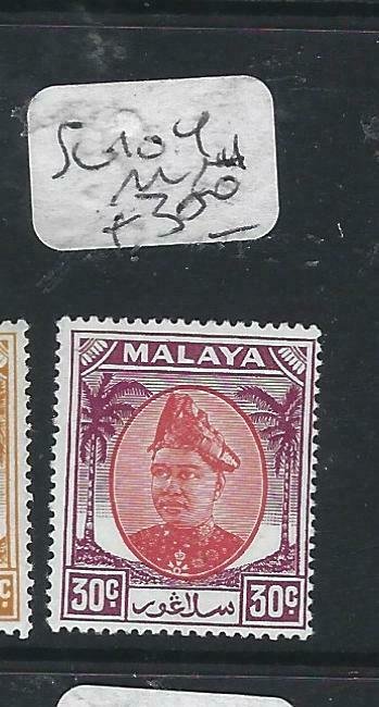 MALAYA SELANGOR  (P2206B) SULTAN  30C  SG 104   MNH