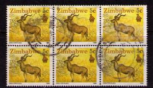 ZIMBABWE Sc# 618 USED FVF 6BLOCK Greater Kudu 5c