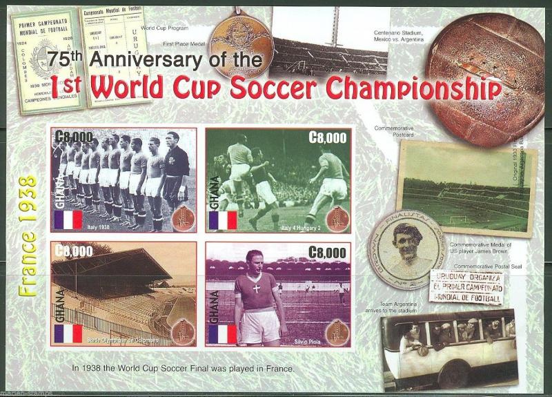 GHANA 75th ANNIVERSARY WORLD CUP SOCCER SC#2478  SHEET IMPERFORATED MINT NH