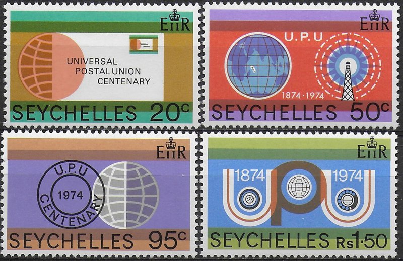 1974 Seychelles centenary of U.P.U. 4v. MNH SG n. 327/330