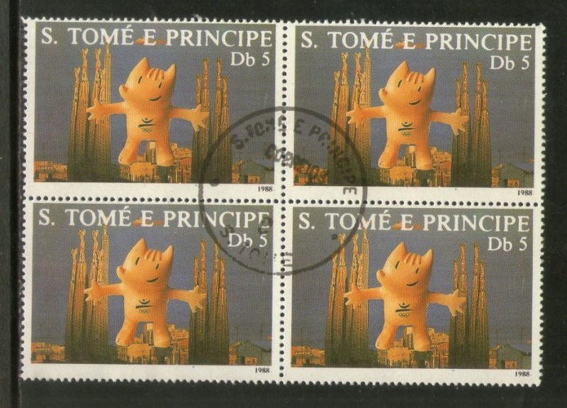 St. Thomas & Prince Is. 1989 Barcelona Olympic Games Mascot BLK Sc 834 Cancelle