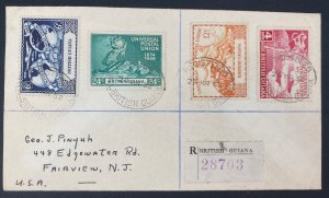 1952 British Guiana Registered Cover To Fairview NJ USA