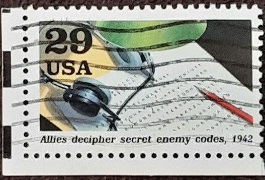 US Scott # 2697f; used 29c WWII, decipher from 1992; XF centering; off paper