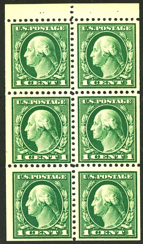 U.S. #498 MINT BOOKLET PANE OF 6 OG NH