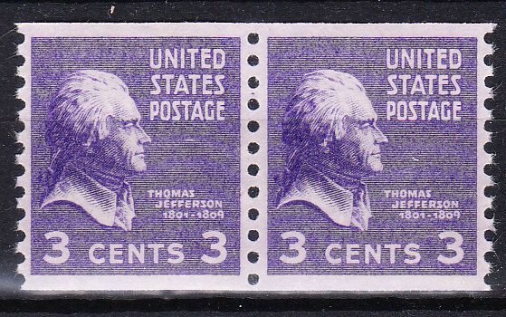 MOstamps - US Scott #842 XF Mint OG NH Coil Pair - Lot # HS-F375