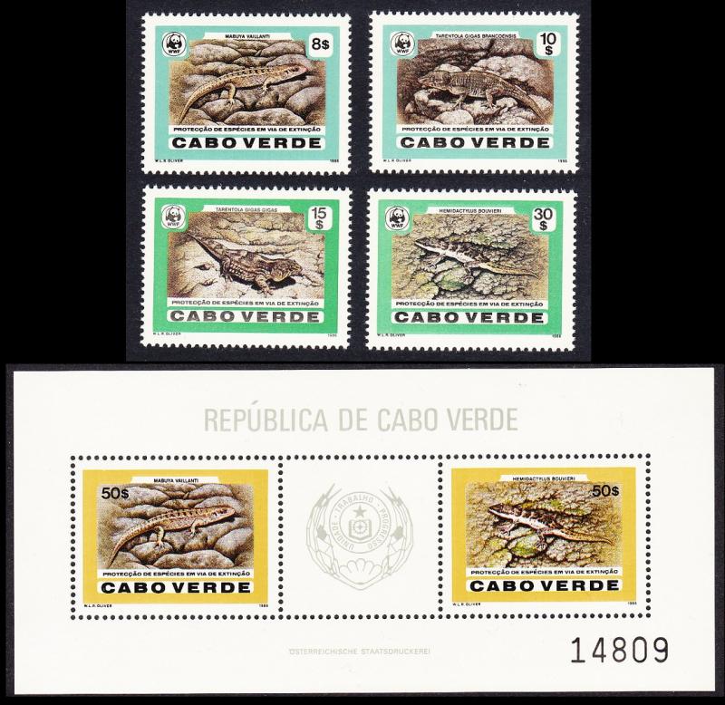 Cape Verde WWF Desert Island Lizards 4v + Accompanying MS SG#566/69+MS570