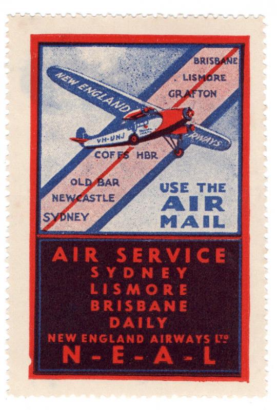 (I.B) Australia Cinderella : New England Airways Air Mail Label