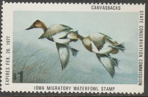 U.S.-IOWA 5, STATE DUCK HUNTING PERMIT STAMP. MINT, NH. VF