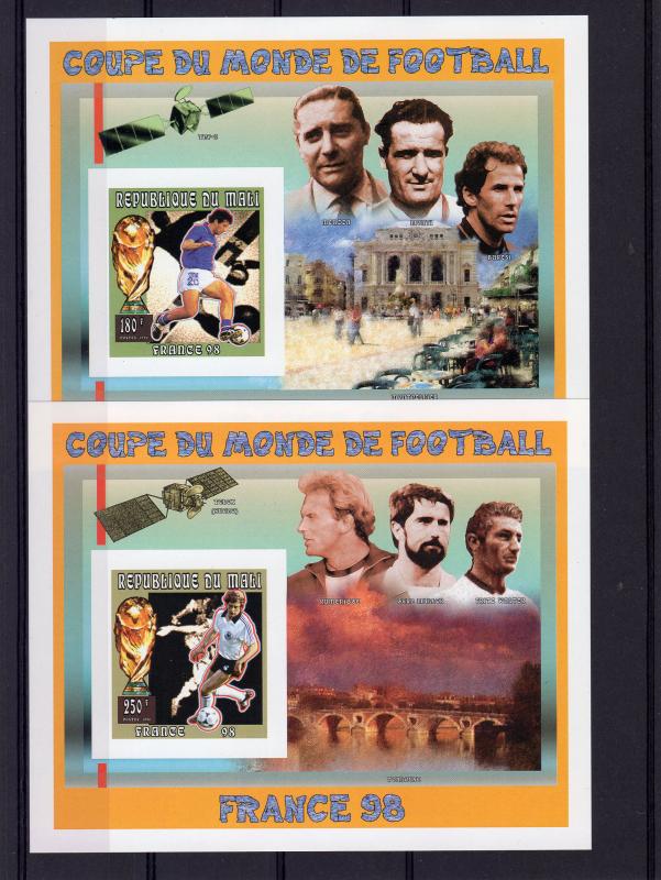 Mali 1996 World Cup France '98/Space 4 SS IMPERFORATED MNH Mi.#Bl.A95B/D95B