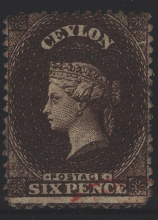 Ceylon Sc#41a Used - Red Cancel