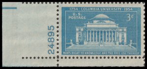 US 1029 Columbia University 3c plate single LL 24895 MNH 1954