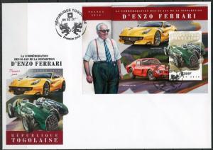 TOGO 2018 30th MEMORIAL ANNIVERSARY  OF ENZO FERRARI S/SHEET FIRST DAY COVER