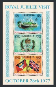 Barbuda 304a sheet,MNH.Michel Bl.26. Royal Visit 1977,Yacht,Flags.