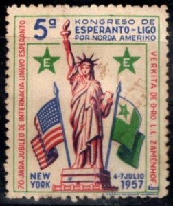 1957 US Poster Stamp 5th Esperanto League For North America 4-7 July New York