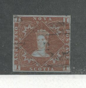 Nova Scotia 1851 1d used with nice 4 margins