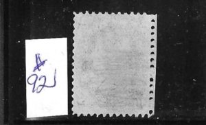 US #92 1867-68 WASHINGTON 1C (BLUE) GRILL 9X13 MM - USED