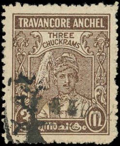 TRAVANCORE (INDIAN STATE) Sc 39 USED - 1939 3ch Sir Bala Rama Varma