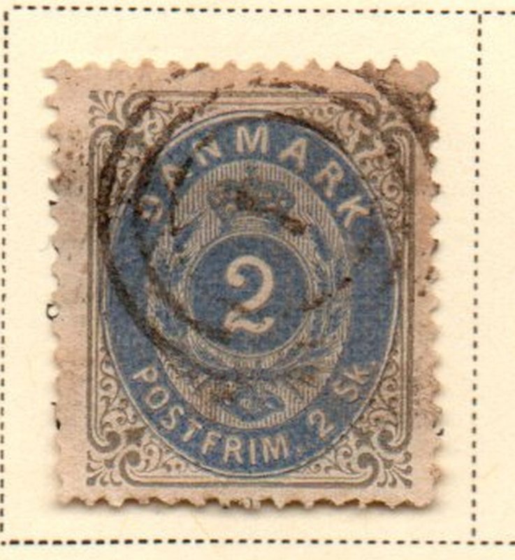 Denmark Sc 16 1871 2 s gray & ultra Arms stamp used