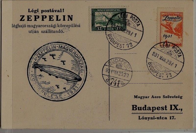 Hungary Zeppelin card 28.3.31