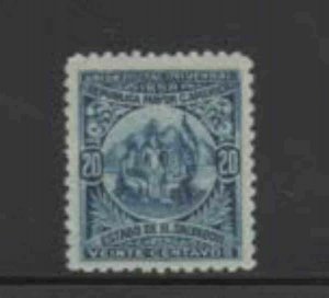 SALVADOR. EL #124 1895 20c COAT OF ARMS MINT VF LH O.G cc