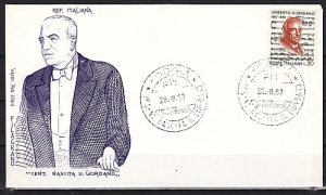 Italy, Scott cat. 970. Composer Umberto Giordano issue. First day cover.