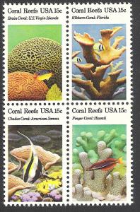 US Cat # 1827-30, Coral Reefs - Block of 4, MNH*-