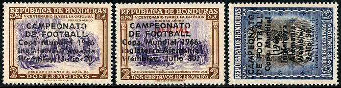 HERRICKSTAMP HONDURAS Sc.# C404-06 1966 Soccer Cup FIFA