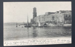 1905 Gibraltar Real Picture Postcard Cover To England Old Port Exit Marseille