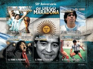 FOOTBALL Football - Sao Tome' & Principe - 2010 Sheet: 50 years of MARADONA!!-