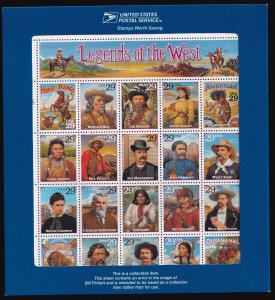 Scott #2870 29¢ Legends of the West (Recalled) Sheet of 20 Stamps - Sealed #4
