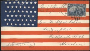 USA 1898 Sc288 Spanish American War Patriotic Cover Munich Germany 5c Tra 111611